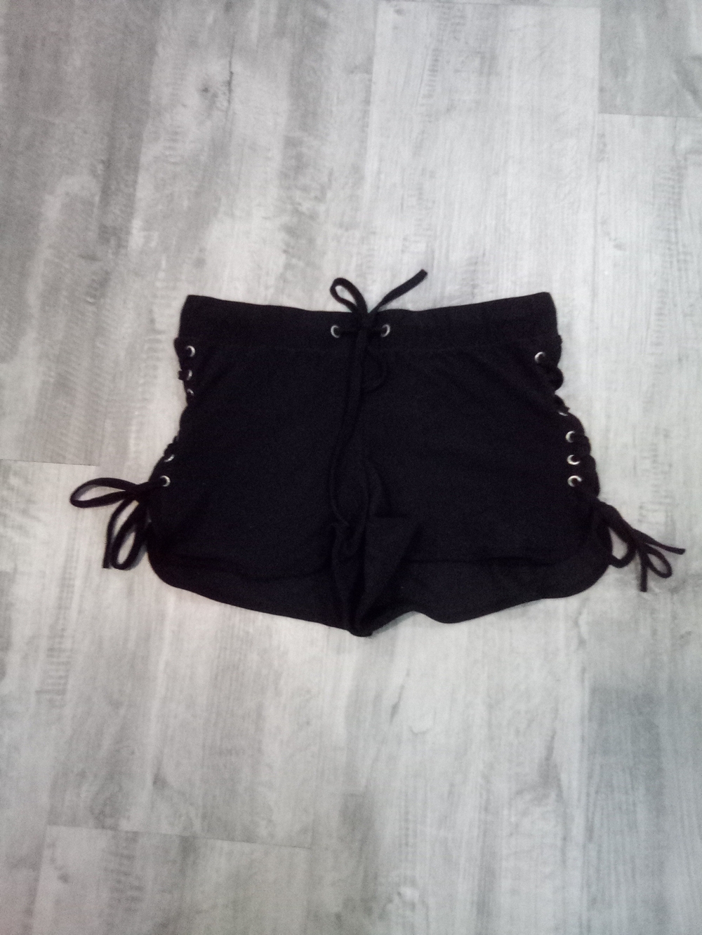 Derek Heart Black Lace-Up Side Tie Athletic Shorts